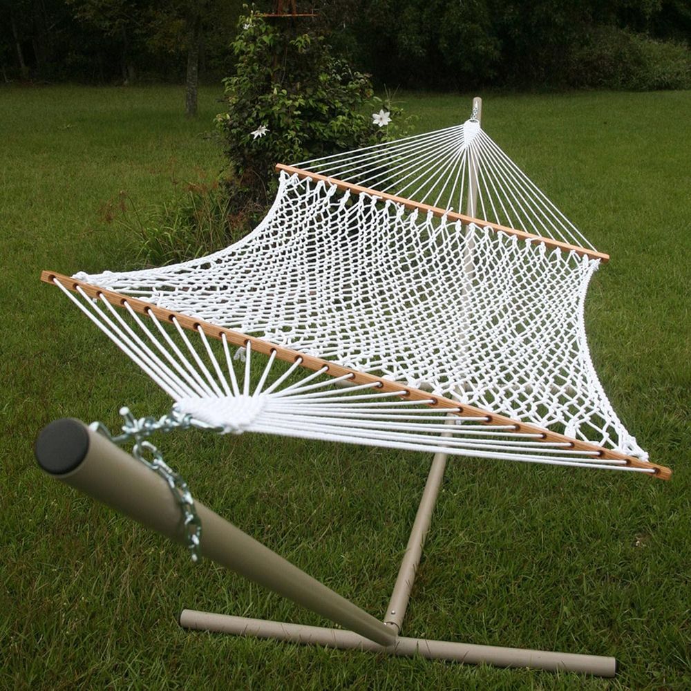 Two-Person White Rope Hammock  - Furniture Hardware Usa 评论和价格